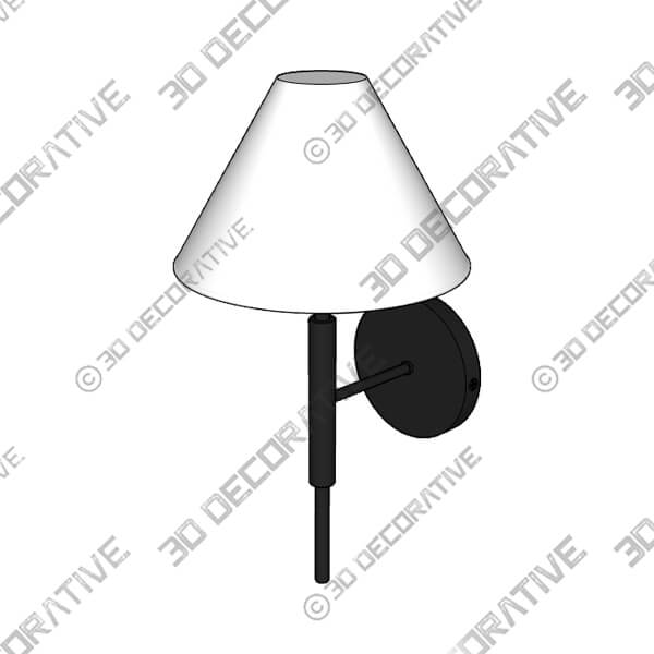 Porteau 1-light Midnight Black Wall Sconce with White Linen Fabric Shade - 3D Decorative
