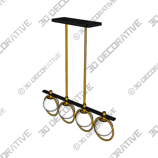 Possini Euro Carlyn 33 Brass and Black 4-Light Island Pendant - 3D Decorative