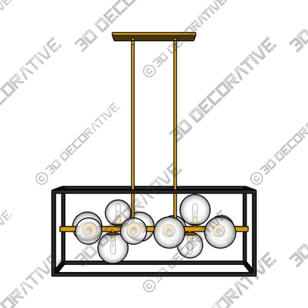 Possini Euro Fitzgerald 38 Modern Black and Gold 12-Light Chandelier - 3D Decorative