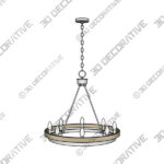 Chandelier (1) (8) Possini Euro Lora 29 14 Nickel Gray Wood 8-Light Ring Chandelier - 3D Decorative