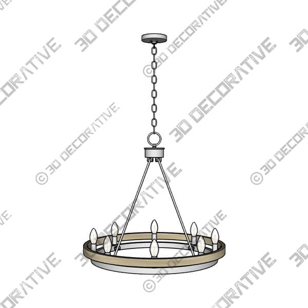 Possini Euro Lora 29 14 Nickel Gray Wood 8-Light Ring Chandelier - 3D Decorative