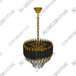 Modern Round Crystal Chandelier-Small Pendant Light Fixture 3-Tier - 3D Decorative
