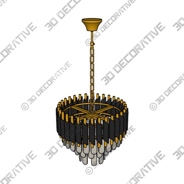 Modern Round Crystal Chandelier-Small Pendant Light Fixture 3-Tier - 3D Decorative
