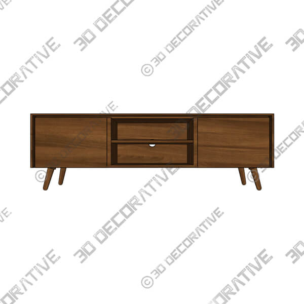 Seno Walnut 63 Media Unit - 3D Decorative