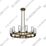 Stiffel Aron 36 Wide Brass 12-Light Wagon Wheel Chandelier - 3D Decorative