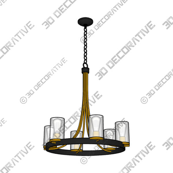 Stiffel Ferrers 26 Wide Dark Bronze and Gold 6-Light Chandelier-3DDecorative Stiffel Ferrers 26 Wide Dark Bronze and Gold 6-Light Chandelier - 3D Decorative