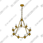 Chadelier (1) (1) Stiffel Hartley 35 Wide Warm Antique Gold 9-Light Ring Chandelier - 3D Decorative