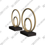 Sculpture (2) Topanga Matte Copper Metal Ring Sculptures Set of 2 - 3D Decorative