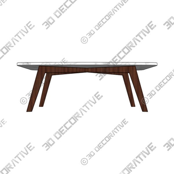 Vena Walnut Rectangular Coffee Table - 3D Decorative