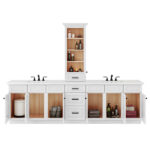 114 to 117 Inches Vanity With 12 Inches Tower Open Door Vanity Front view 1