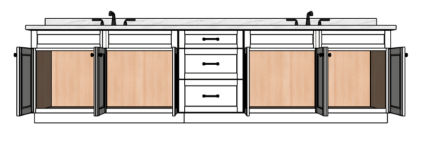 132 Inches to 135 Inches Vanity - 3D Decorative