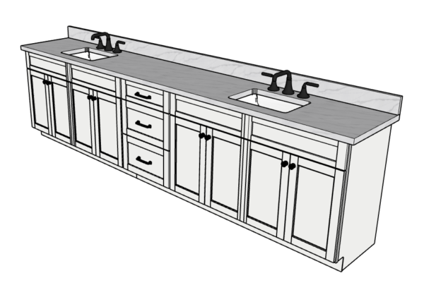 129 Inches to 132 Inches Vanity - 3D Decorative