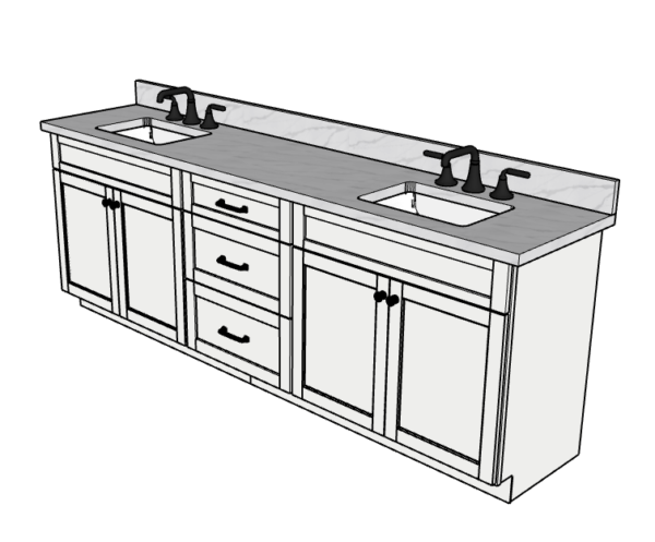 96 Inches to 99 Inches Vanity - 3D Decorative