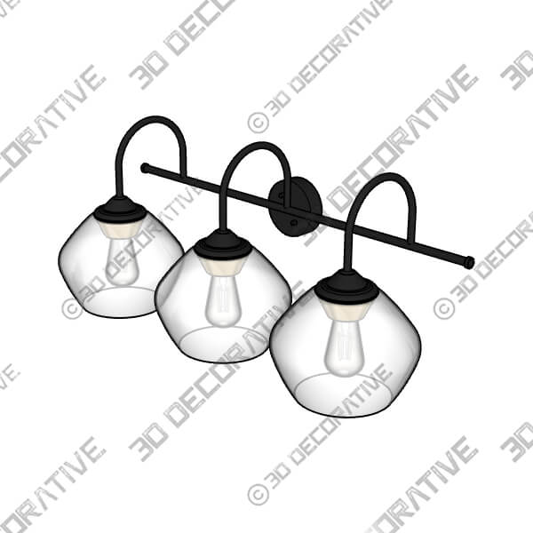 3-Light Vanity Light, Dark Bronze - 3D Decorative