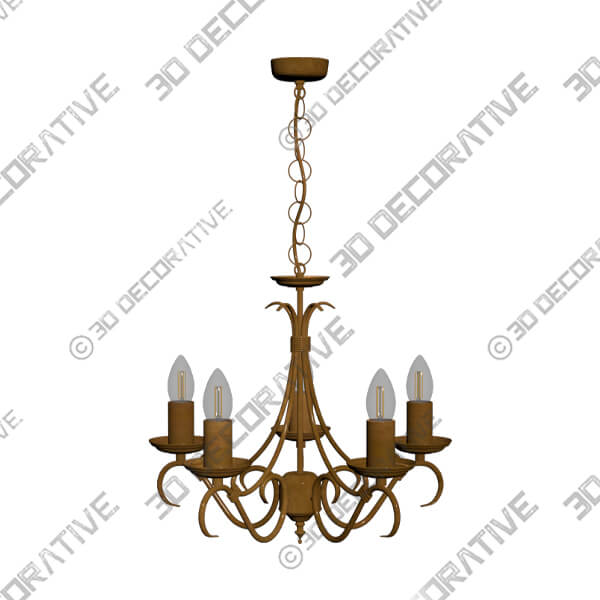 5 Light Candelabra Ceiling Fitting - 3D Decorative