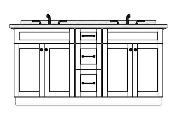 66 Inches to 69 Inches Vanity - 3D Decorative
