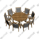 9-Piece Eucalyptus Round Lazy Susan Dining set - 3D Decorative