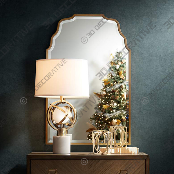 Antique Gold 40 x 26 Waved Arch Tall Traditional Wall Mirror Antique Gold 40 x 26 Waved Arch Tall Traditional Wall Mirror - 3D Decorative