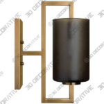 Blueprint 13 High Antique Brass w Gray Glass Wall Sconce - 3D Decorative