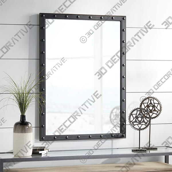 Braddock 28 x 38 Rustic Industrial Black Frame Wall Mirror - 3D Decorative