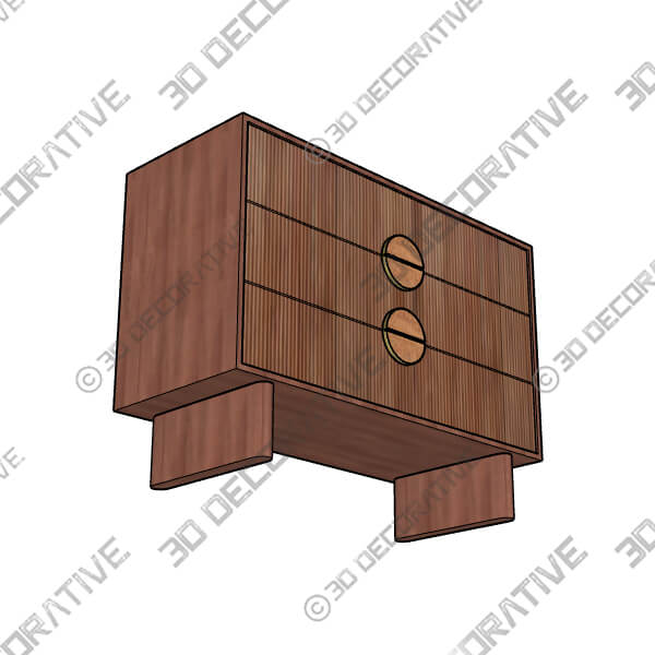 Edvard Acacia Ribbed Chest Of Drawers - 3D Decorative