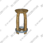 Engraved Barrel Bar Stool Engraved Barrel Bar Stool - 3D Decorative