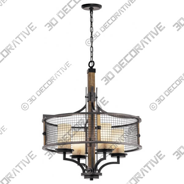Farmhouse Four Light Chandelier Farmhouse Four Light Chandelier - 3D Decorative