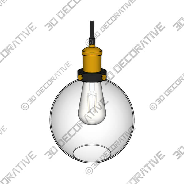 Hershman 1 - Light Antique GoldBlack Single Pendant - 3D Decorative