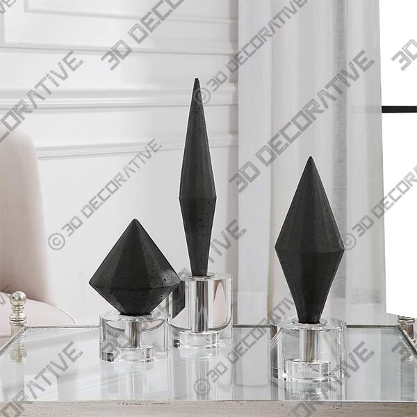 Uttermost Alize Black Diamond Modern Sculptures Set of 3 - 3D Decorative