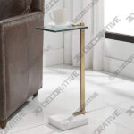 Uttermost Butler 8 Wide Brushed Brass and Glass Accent Table - 3D Decorative