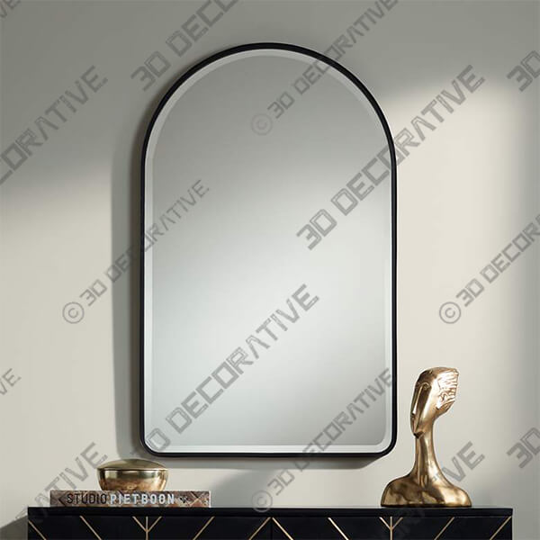 Uttermost Clara Matte Black 24 x 39 Arch Top Mirror - 3D Decorative
