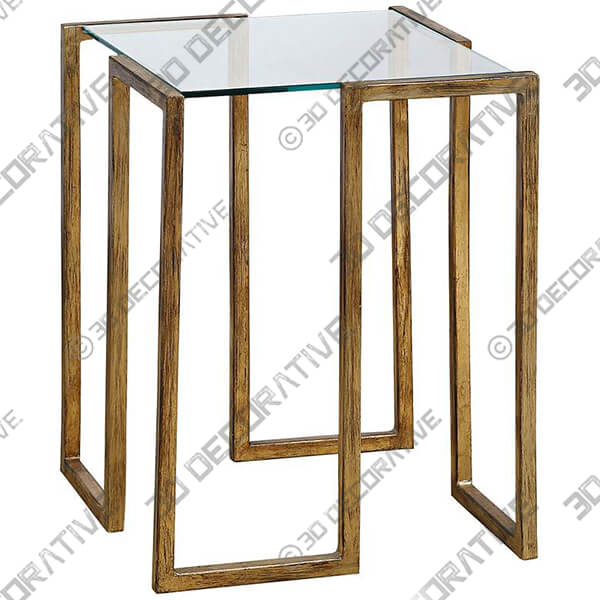 Uttermost Mirren Gold and Glass Accent Table - 3D Decorative
