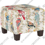Wilding Avery Vine Multi-Color Fabric Square Ottoman - 3D Decorative