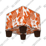 Ottoman (3) (13) Wilding Garden Bird Orange Fabric Nail Button Square Ottoman - 3D Decorative