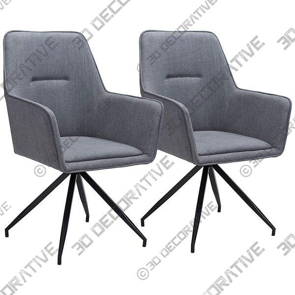 Zuo Watkins Gray Fabric Dining Chairs Set of 2 - 3D Decorative