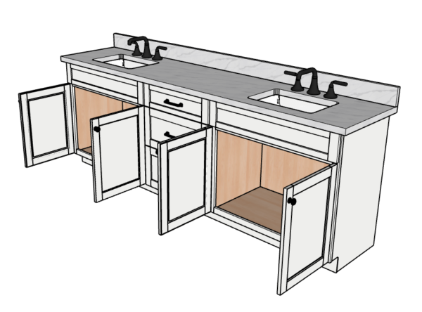 96 Inches to 99 Inches Vanity - 3D Decorative