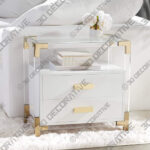 Abby 23 12 Wide White and Gold Acrylic Accent Table - 3D Decorative