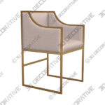 Atara Cream Velvet and Gold Armchair - 3D Decorative