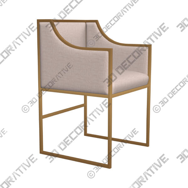 Atara Cream Velvet and Gold Armchair - 3D Decorative