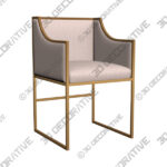 Atara Cream Velvet and Gold Armchair - 3D Decorative