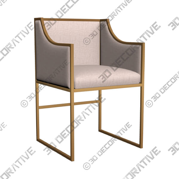 Atara Cream Velvet and Gold Armchair - 3D Decorative