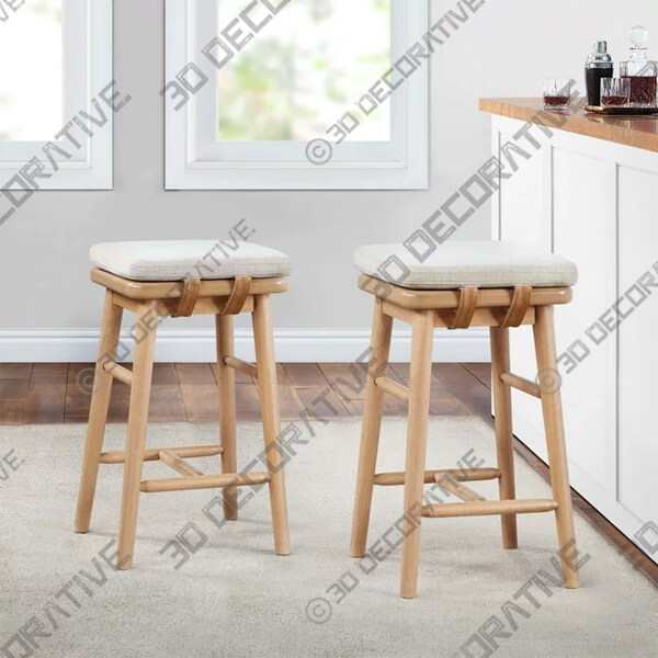 Better Homes & Gardens Springwood Barstool, Set of 2, Light Honey Finish