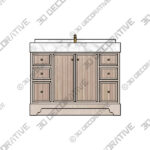 Manhattan Oak Wood 48 in. W x 22 in. D Single Sink Bathroom Vanity - 3D Decorative