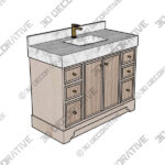 Manhattan Oak Wood 48 in. W x 22 in. D Single Sink Bathroom Vanity - 3D Decorative 