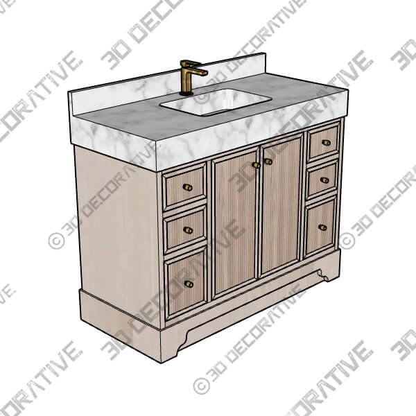 Manhattan Oak Wood 48 in. W x 22 in. D Single Sink Bathroom Vanity - 3D Decorative 