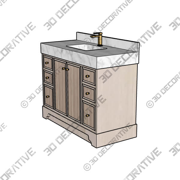 Manhattan Oak Wood 48 in. W x 22 in. D Single Sink Bathroom Vanity - 3D Decorative