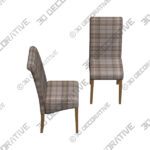 Chester Set of 2 Dining Chairs, Woven Check Fabric - 3D Decorative