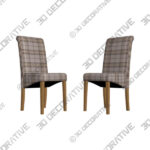 Chester Set of 2 Dining Chairs, Woven Check Fabric - 3D Decorative