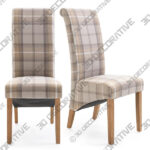 Chester Set of 2 Dining Chairs, Woven Check Fabric - 3D Decorative