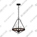 Industrial Black Diamond-Shaped Chandeliers - 4 Lights